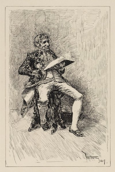 Sitzender Mann, der ein Buch liest von Mariano Fortuny