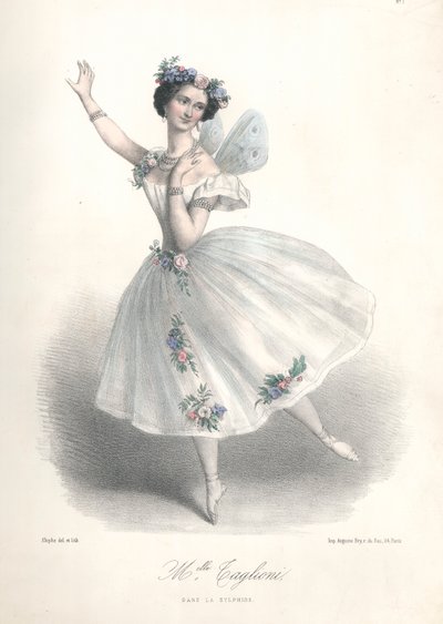 Italienische Balletttänzerin Marie Taglioni im Ballett Le Sylphide ihres Vaters Filippo Taglioni an der Pariser Oper von Marie Alexandre (after) Alophe