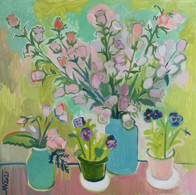 Buntes Stillleben mit Blüten von Marina Gorkaeva