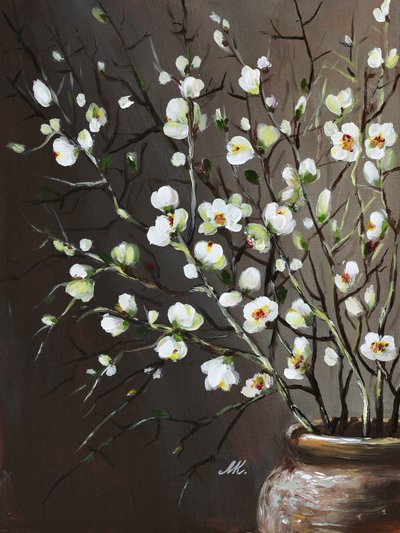 Weiße Blüten in Vase von Marina Kozyr
