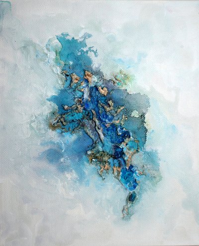 Tiefblaues Goldenes Abstrakt von Marina Nelson
