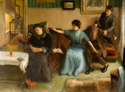 Porträt der Familie des Künstlers, eine verspielte Szene, 1910-1911 von Mark Gertler