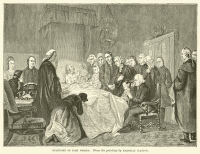 Sterbebett von John Wesley (Gravur) von Marshall (after) Claxton