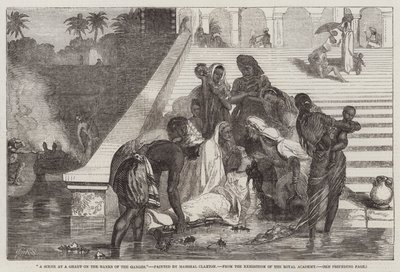Eine Szene an einem Ghat am Ufer des Ganges, aus der Ausstellung der Royal Academy von Marshall Claxton