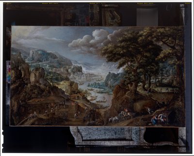 Landschaft mit einem Eisenwerk von Marten van Valckenborch