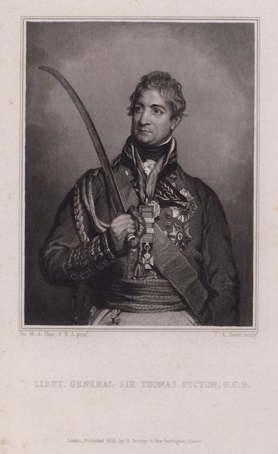 Sir Thomas Picton, walisischer General der Napoleonischen Kriege, in der Schlacht von Waterloo getötet von Martin Archer (after) Shee