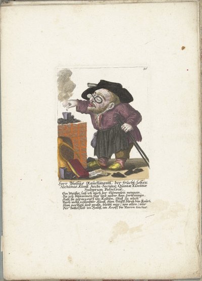 De dwerg Blasius Rauchmantl als alchemist, ca. 1710 von Martin Engelbrecht (attributed to)