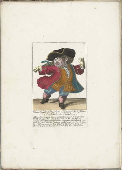 Der Zwerg Gilles Platfues als französischer Tanzmeister, ca. 1710 von Martin Engelbrecht (attributed to)