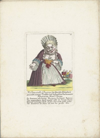 Die Zwergin Mademoiselle Poupon, als Pariser Schönheit, ca. 1710 von Martin Engelbrecht (attributed to)