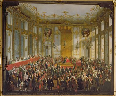 Kaiserin Maria Theresia bei der Investitur des Ordens vom Heiligen Stephan, 1764 von Martin II Mytens or Meytens