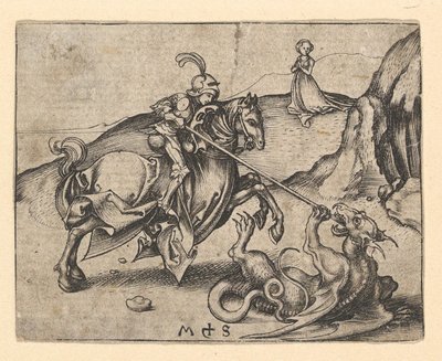 St. Georg tötet den Drachen, ca. 1435-1491 von Martin Schongauer