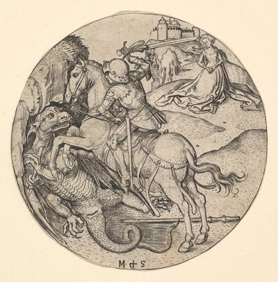 Der heilige Georg tötet den Drachen von Martin Schongauer