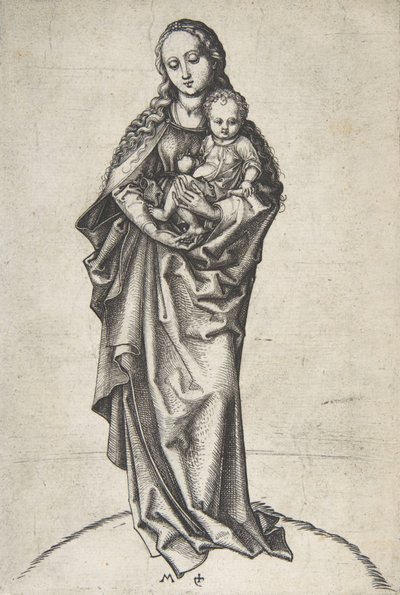 Jungfrau und Kind mit einem Apfel, ca. 1475 von Martin Schongauer