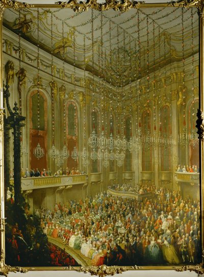 Hochzeitskonzert für Kaiser Joseph II. und Isabella von Parma; Serenade im Redoutensaal der Wiener Hofburg von Martin van Mytens or Meytens