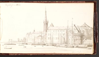 Düsseldorf vom Rhein aus gesehen von Martinus Rørbye