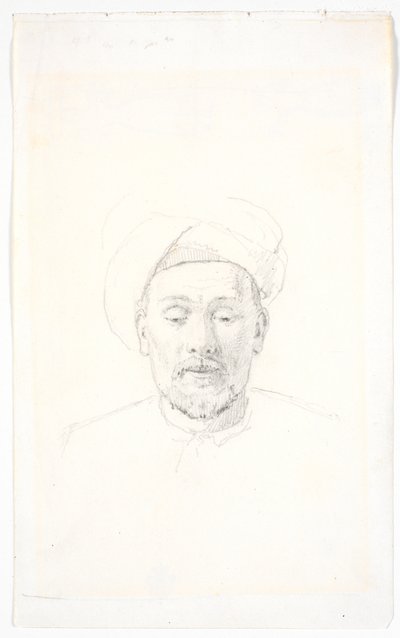 Bärtiges Männerporträt, en face, mit Turban von Martinus Rørbye