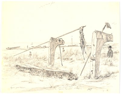 Strandpartie mit Bootsanleger, Skagen von Martinus Rørbye