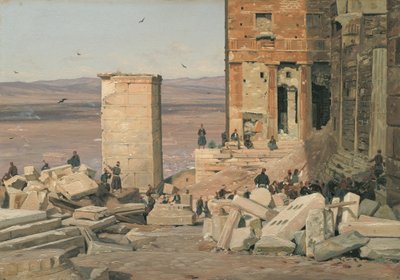 Griechen arbeiten in den Ruinen der Akropolis von Martinus Rørbye