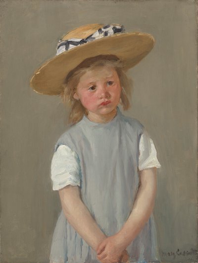Kind mit Strohhut von Mary Cassatt