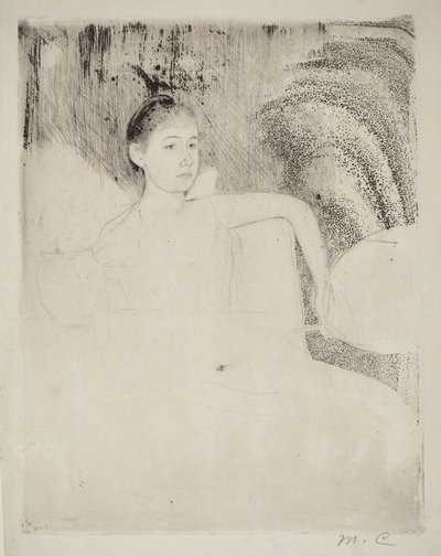 Mimi mit einem japanischen Fächer von Mary Cassatt