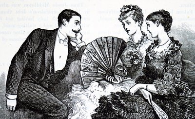 Eine wohlhabende junge Dame benutzt einen Fächer. von Mary Ellen Edwards