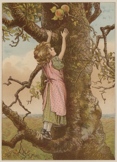 Mädchen klettert nach den letzten Äpfeln von Mary Ellen Edwards