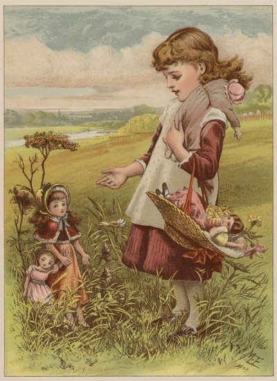 Mädchen geht mit ihren Puppen spazieren von Mary Ellen Edwards