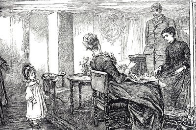 Illustration eines kleinen Mädchens, das von ihren Tanten und ihrem Onkel für einen Nachmittag betreut wird von Mary Ellen Edwards