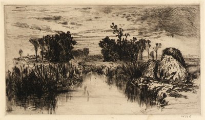 Rohrkolben und Bäume von Mary Nimmo Moran