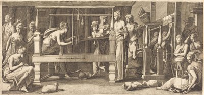 Penelope und ihre Mägde beim Weben von Master FG, after Francesco Primaticcio