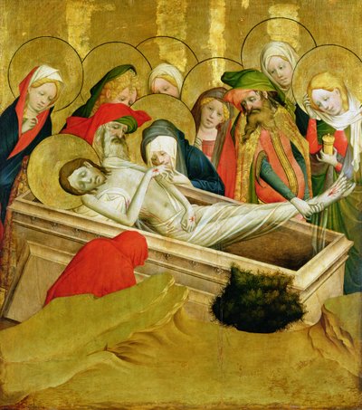 Die Grablegung, Tafel vom St. Thomas Altar aus der St. Johanniskirche, Hamburg, begonnen 1424 von Master Francke