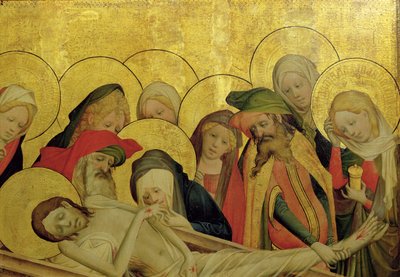 Die Grablegung, Tafel vom St. Thomas Altar aus der St. Johanniskirche, Hamburg, begonnen 1424 (Detail) von Master Francke