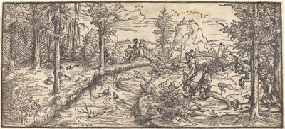 Hirschjagd in einer Landschaft von Master H.W.G.