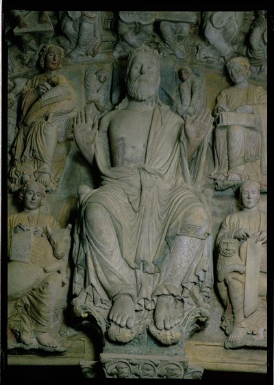 Detail des Portico de la Gloria, das Christus in Majestät darstellt von Master Mateo
