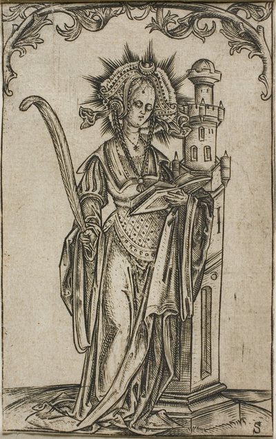 Heilige Barbara mit einer Palme und einem Buch von Master S