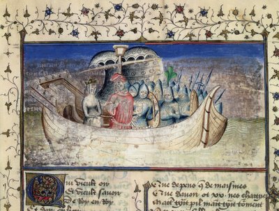 Brutus der Trojaner segelt nach Britannien, aus Die Geschichte der Könige von Britannien von Geoffrey von Monmouth (1100-54) von Master Wistace