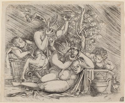 Bacchanalische Szene mit Satyrn und einer Mänade von Master of 1515