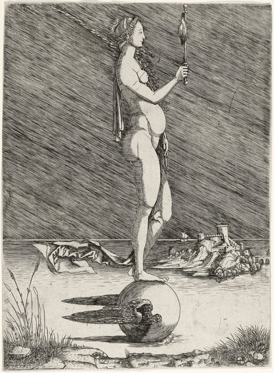 Fortuna segelt auf einer geflügelten Kugel von Master of 1515