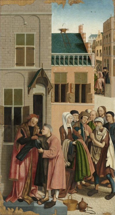 Die sieben Werke der Barmherzigkeit: Die Nackten kleiden, 1504 von Master of Alkmaar