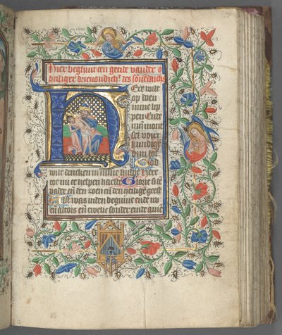 Stundenbuch Gebrauch von Utrecht: fol. 63r, Initiale mit Heiliger Dreifaltigkeit von Master of Gijsbrecht van Brederode