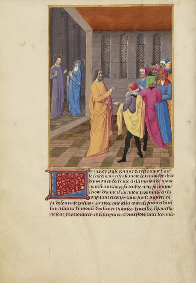 Judas verschwört sich mit den Juden und Christus spricht zur Jungfrau von Master of Guillaume Lambert
