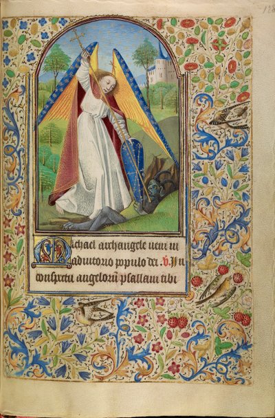 Sankt Michael kämpft gegen den Teufel von Master of Jacques of Luxembourg