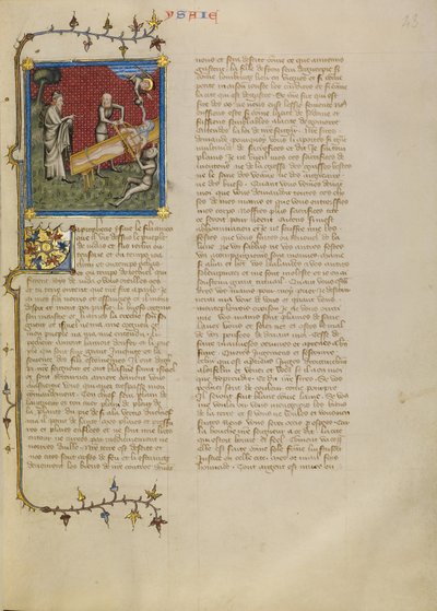 Jesaja wird in zwei Teile gesägt von Master of Jean de Mandeville