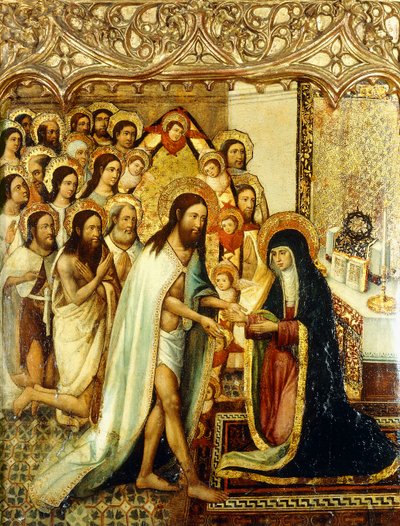 Christus präsentiert die Erlösten des Alten Testaments seiner Mutter von Master of Perea