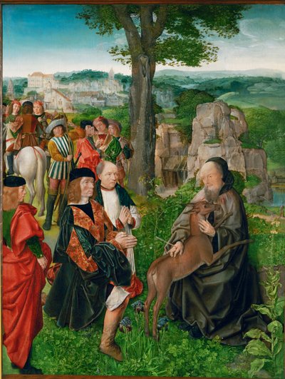 Heiliger Gilles und die Hirschkuh von Master of Saint Giles