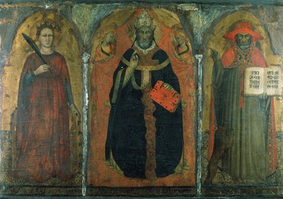Der heilige Gregor der Große mit den Heiligen Katharina und Hieronymus von Master of San Martino of Mensola