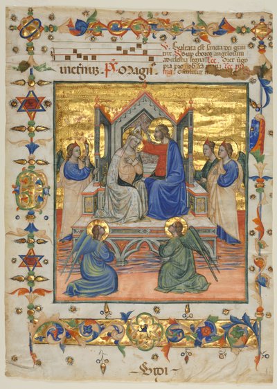 Blatt aus einem Antiphonar: Krönung der Jungfrau, 1400er Jahre von Master of the Beffi Triptych