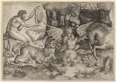 Allegorisches Thema: Kampf der Tiere von Master of the Beheading of St. John