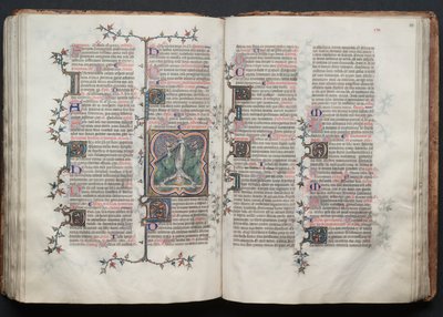 Das Gotha Missale: Fol. 117v, St. Peter kopfüber ans Kreuz gebunden, ca. 1375 von Master of the Boqueteaux