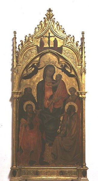 Madonna und Kind mit Heiligen von Master of the Borgo alla Collina